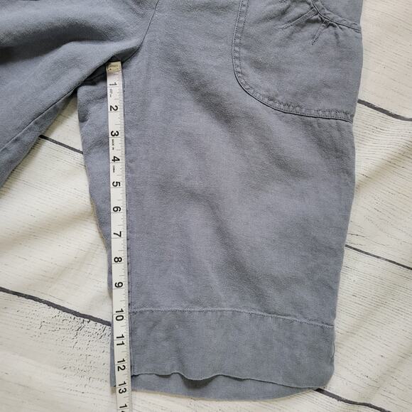 J.Jill Size	4 100% Linen Pale Blue Capri Pockets Casual Summer Beach Cruise - Picture 6 of 9